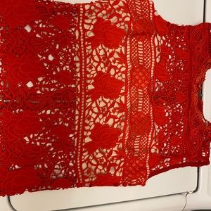 Red lace tank top